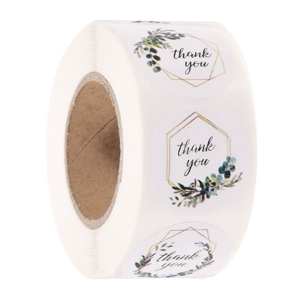 500pcs Thank You Stickers, 1 Inch Greenery Greenery Thank You Stickers Roll for Wedding Party Favors