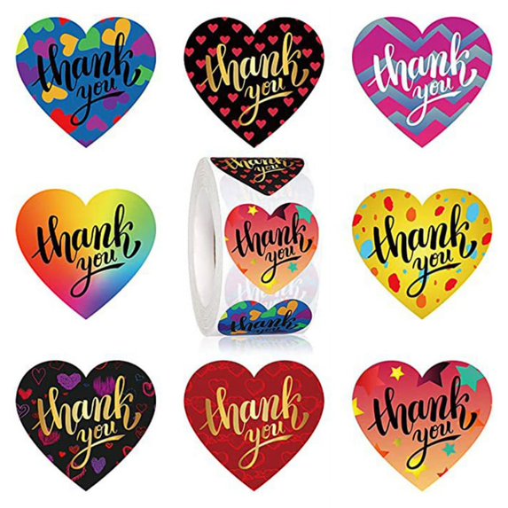 500pcs Thank You Stickers 1inch Round Seal Labels for Valentine's Day ...