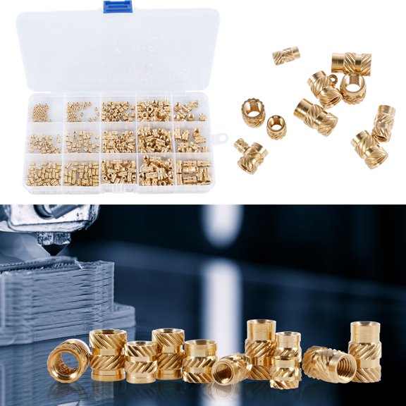 500pcs Threaded Inserts Metric Knurled Nuts Assortment Kit with Portable Brass Heat Set and Storage Box for 3D Printers & Electric Molding Machines