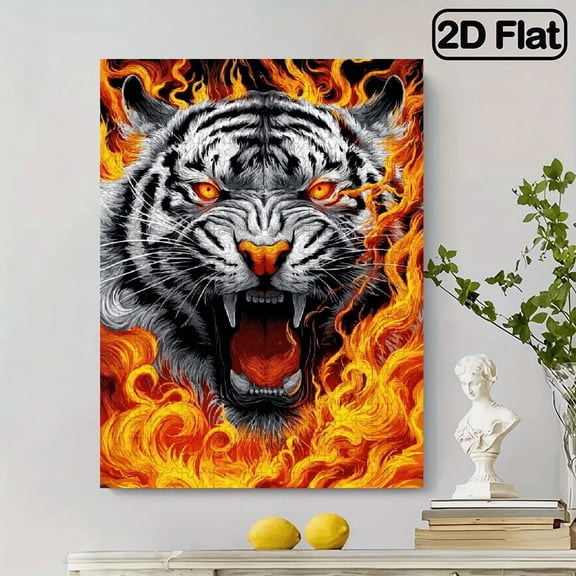 500pcs Tiger Paper Puzzle Suitable for Adults Families - Large Brain Challenge with Tiger-Themed Pieces, Portable Rectangular Box, DIY Home Decor Game, Gift for Adults, Beginners, Family Bonding