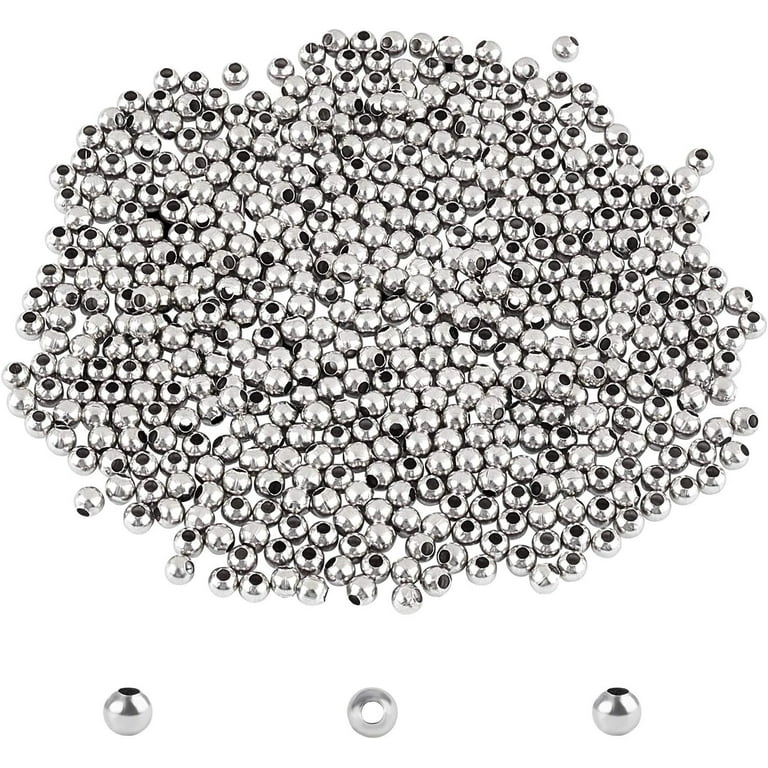 500pcs Tiny Round Metal Beads 1mm Small Hole Ball Spacer Beads Stainless  Steel Bead 3mm Dia Loose Beads Metal Spacers for Jewelry Making Findings  DIY