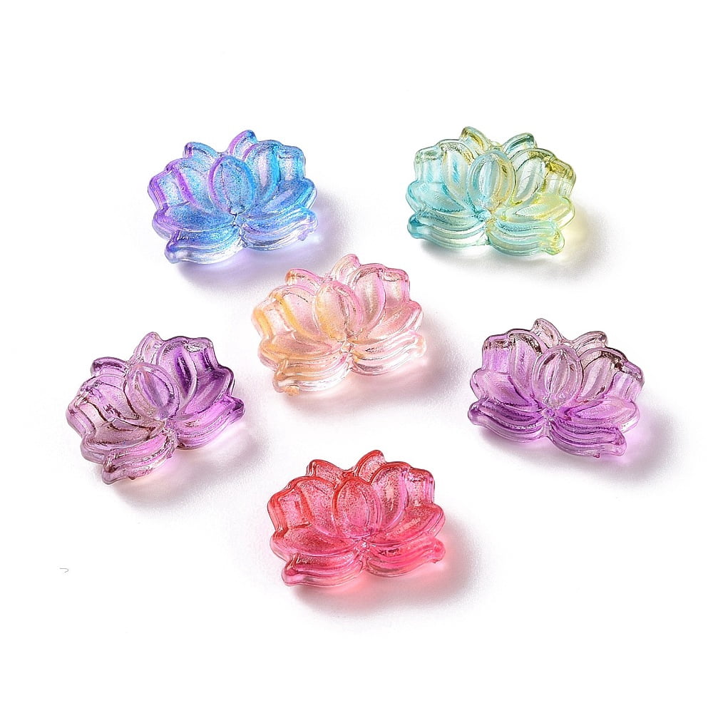 500pcs Transparent Acrylic Beads Two Tone Flower Mixed color 10.5x14.5x7.5mm Hole: 1.2mm