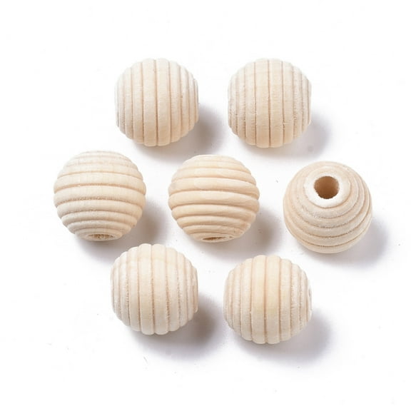 500pcs Unfinished Wood Beads Beehive Beads Bleach Undyed Round Old Lace 15mm Hole: 4mm