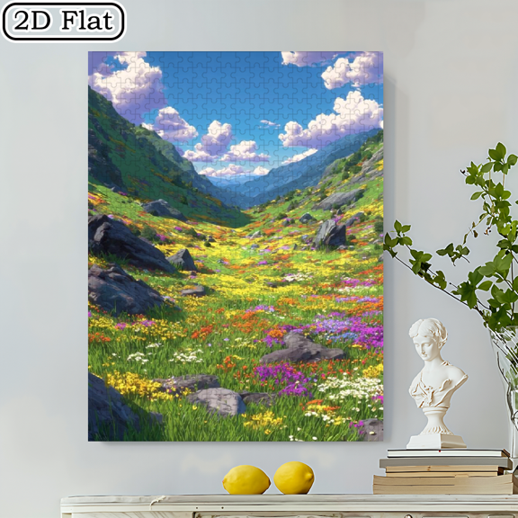 500pcs Vibrant Cartoon Landscape Puzzle 20.5x15in Cardboard Jigsaw, Stress-Relief Brain-Teasing Game for, Couples, Families Gamers, Perfect New Year, Birthday, Holiday Thank You Gift, Art-Lovers'