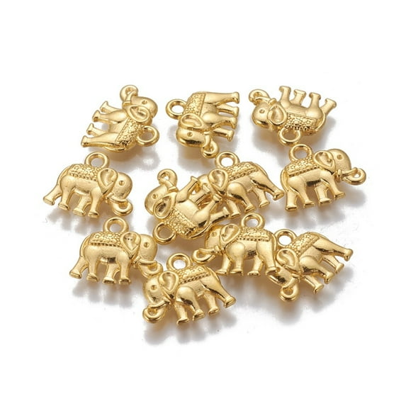 500pcs Vintage Elephant Charms Tibetan style Alloy Charms Cadmium Free & Nickel Free & Lead Free Golden 12x14x2.5mm Hole: 1mm