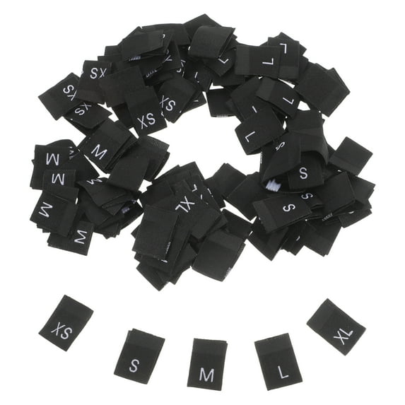 Minkissy 500pcs Black Polyester Clothing Size Labels for Bags and Apparel Accessories