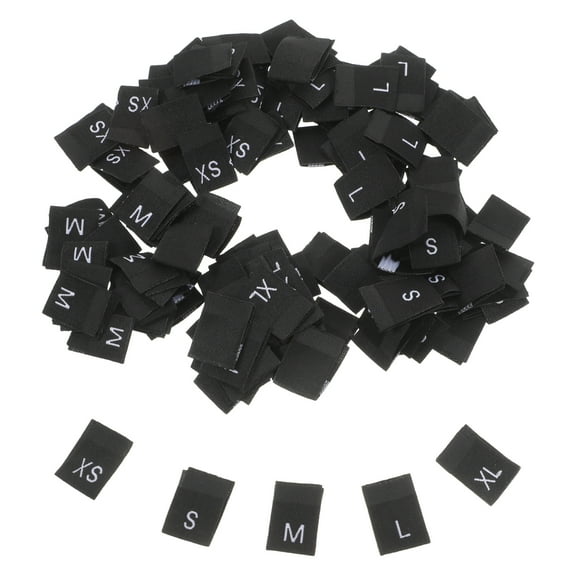 Minkissy 500pcs Black Polyester Clothing Size Labels for Bags and Apparel Accessories