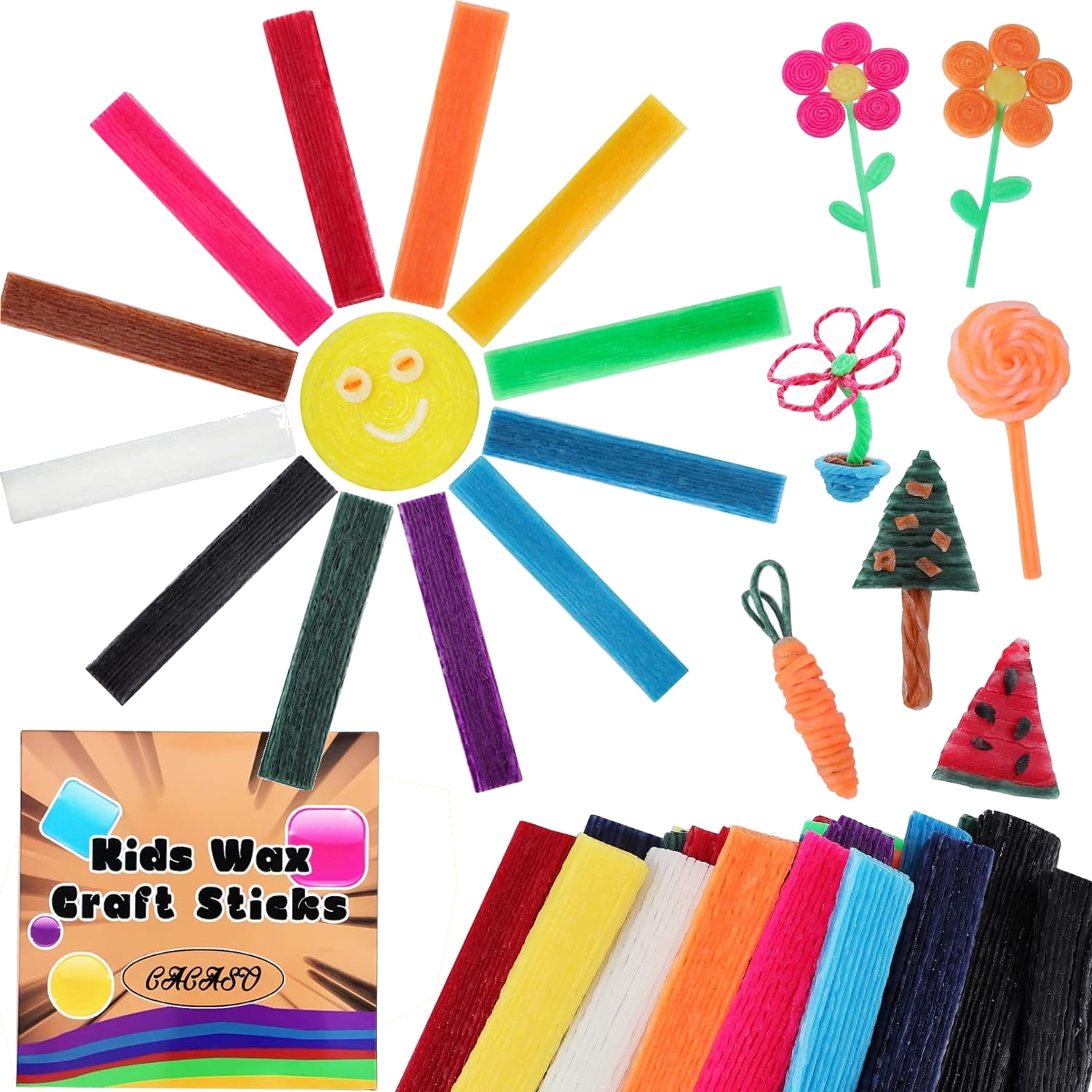 MOSS モス  stick kids model 500pcs Wax Craft Sticks for Kids,13 Colors Wax Sticks