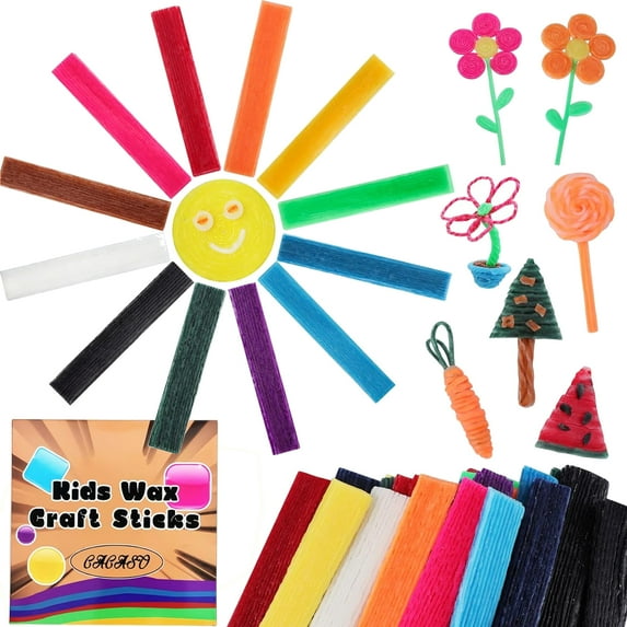 500pcs Wax Craft Sticks for Kids,13 Colors Wax Sticks,Bendable Sticky Wax Yarn Sticks,Reusable Molding Sculpting Sticks,Wax String with Storage Box for Kids Art Supplies,Crafts,DIY School Project