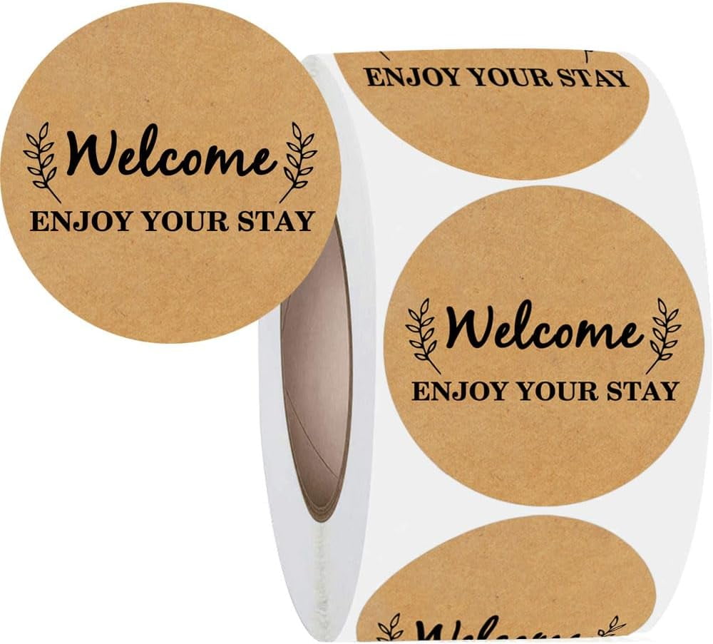 500pcs Welcome Hotel Guest Kraft Paper Stickers 2inch Welcome Enjoy ...