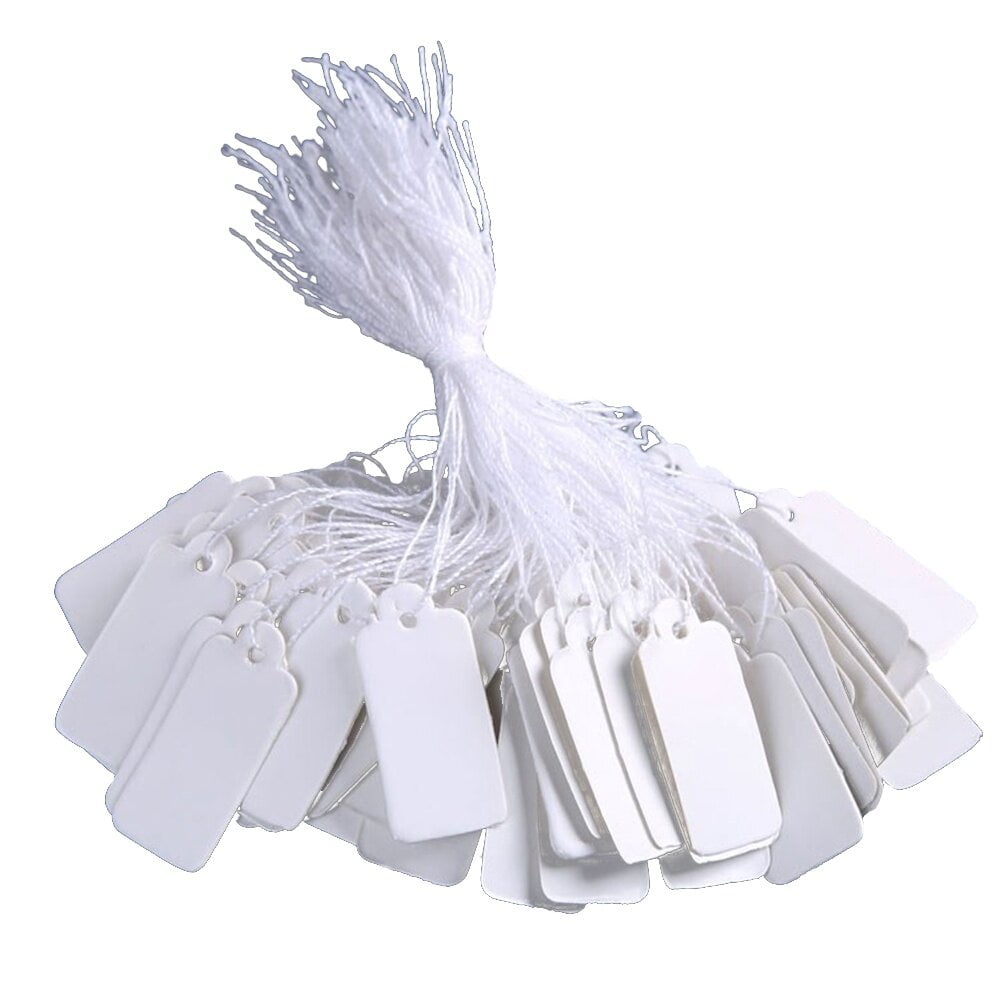 Taihexin 500 Pcs Price Tags with String Attached, White Marking