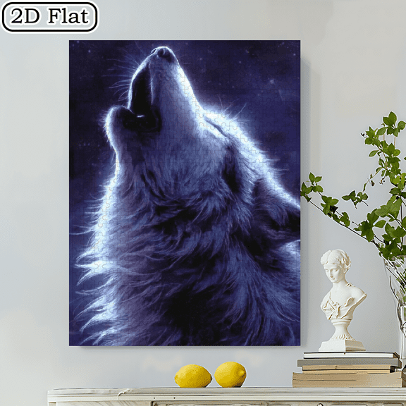 500pcs Wolf Howl the Large Jigsaw Puzzle Suitable for Adults Families - -Scratch Pieces, Bright Colors Night Scene - Challenging Animal Puzzle,20.4*14.9 in.