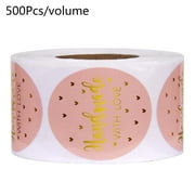 500pcs/roll Handmade with Love Stickers with Gold Foil Round Seal Labels Handmade Scrapbooking Gift Packaging Stationery Decoration