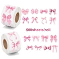 thumbnail image 1 of 500pcs/roll Pink Bow Seal Stickers Cute Gift Box Blessing Sticker Packaging Decoration Children Kids School Stationery Stickers, 1 of 9