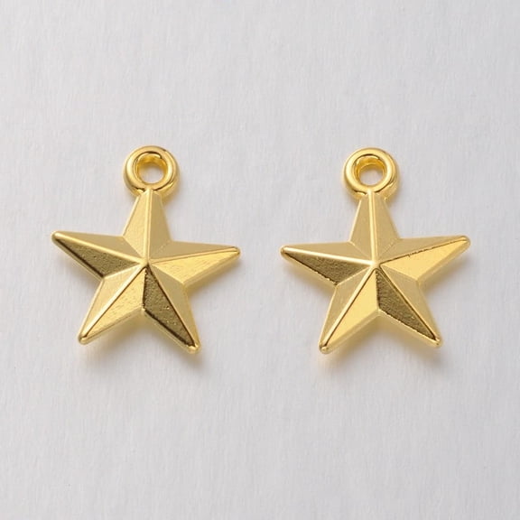 500pcs style Alloy Pendants Cadmium Free & Lead Free Star Golden 16x14x4mm Hole: 2mm