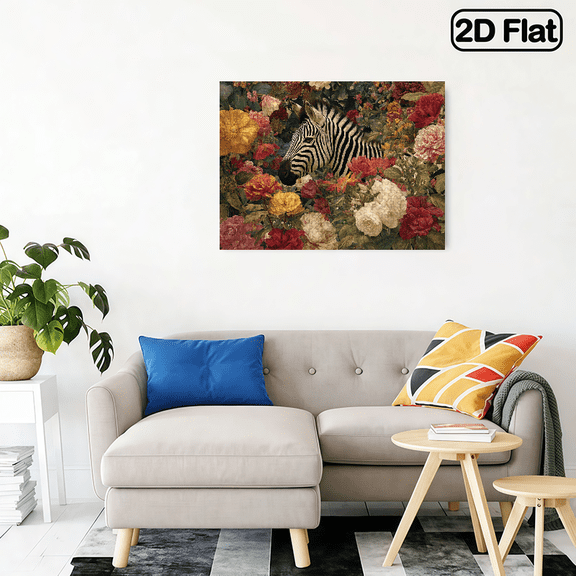 500pcss Large Adult Jigsaw Puzzle - Zebra Floral Design, Frameless Paper Puzzle for Family Fun, Creative Home Decor, Portable Easy to Assemble, Beginner-Friendly, Mixed Colors, 20.4*14.9 in.