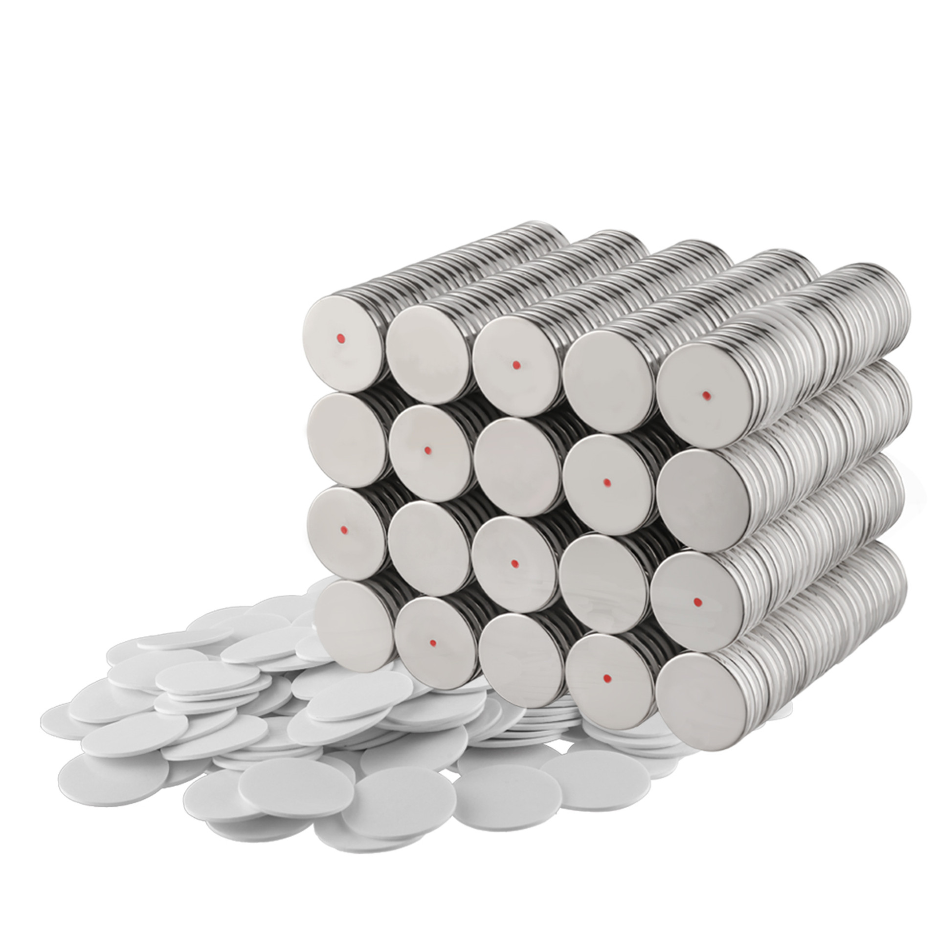 500pk - Neodymium Disc Magnets 1.26" x 1/8" (32mm x 3mm) with Double-Sided Adhesive – Rare Earth Magnets for Crafts, DIY, Science, Office & Hobby - Shipping Included