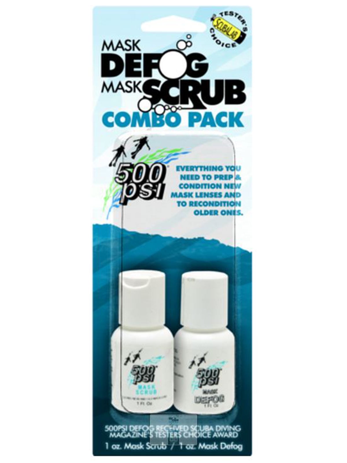 500psi Scuba & Snorkel Mask Care Pack Defog & Mask Scrub