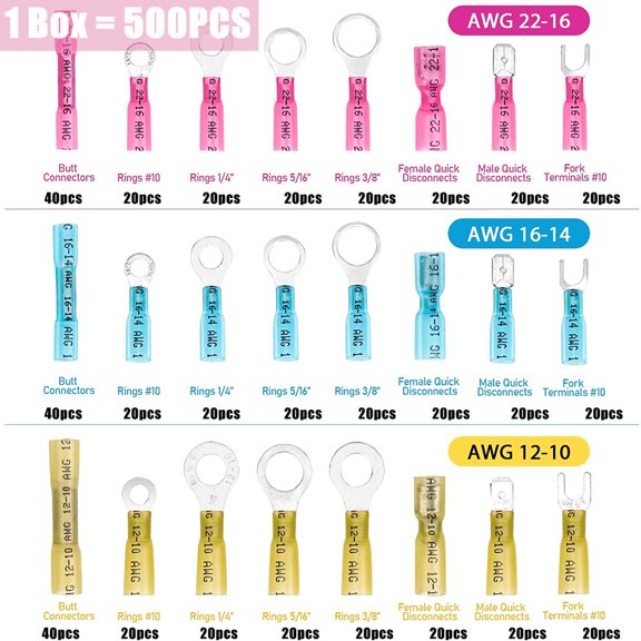 500x Heat Shrink Wire Connectors Electrical Crimp Marine Automotive Terminals US