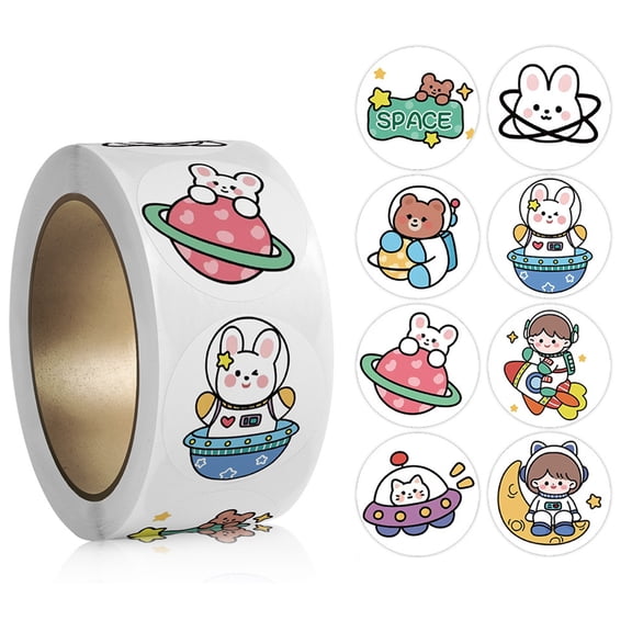 500x/Roll Stickers Cartoon Stickers Water Bottle Sticker Decals Rewards Stickers Kids Classroom Prizes