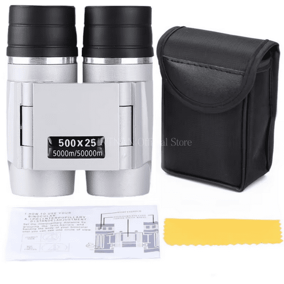 500x25 High Power HD Low Light Level Night Vision Binoculars Portable Travel 5000M Long Range Folding Mini Telescope Optics