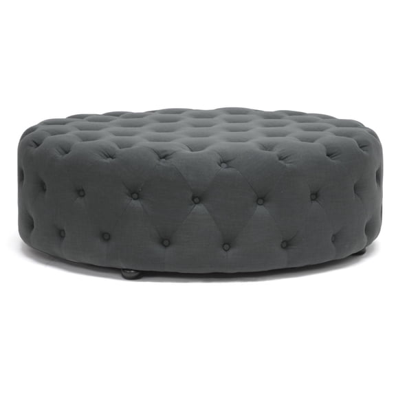 Baxton Studio Cardiff Dark Gray Linen Modern Tufted Ottoman
