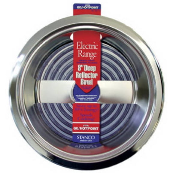 STANCO METAL PROD Electric Range Reflector Bowl, Deep Inset, Chrome, 8-In. 5011-8