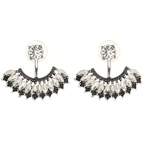 50198 Metal Rhinestone Sector High Quality Glass Earring Ear Stud Jewelry Accessory