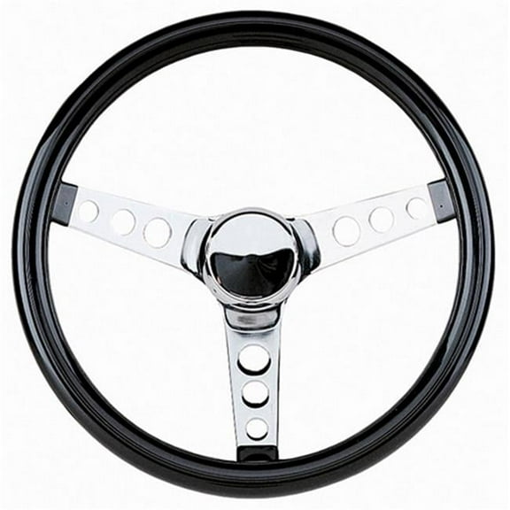 502 13.5 in. Chrome & Vinyl Classic Cruisin Steering Wheel - Black