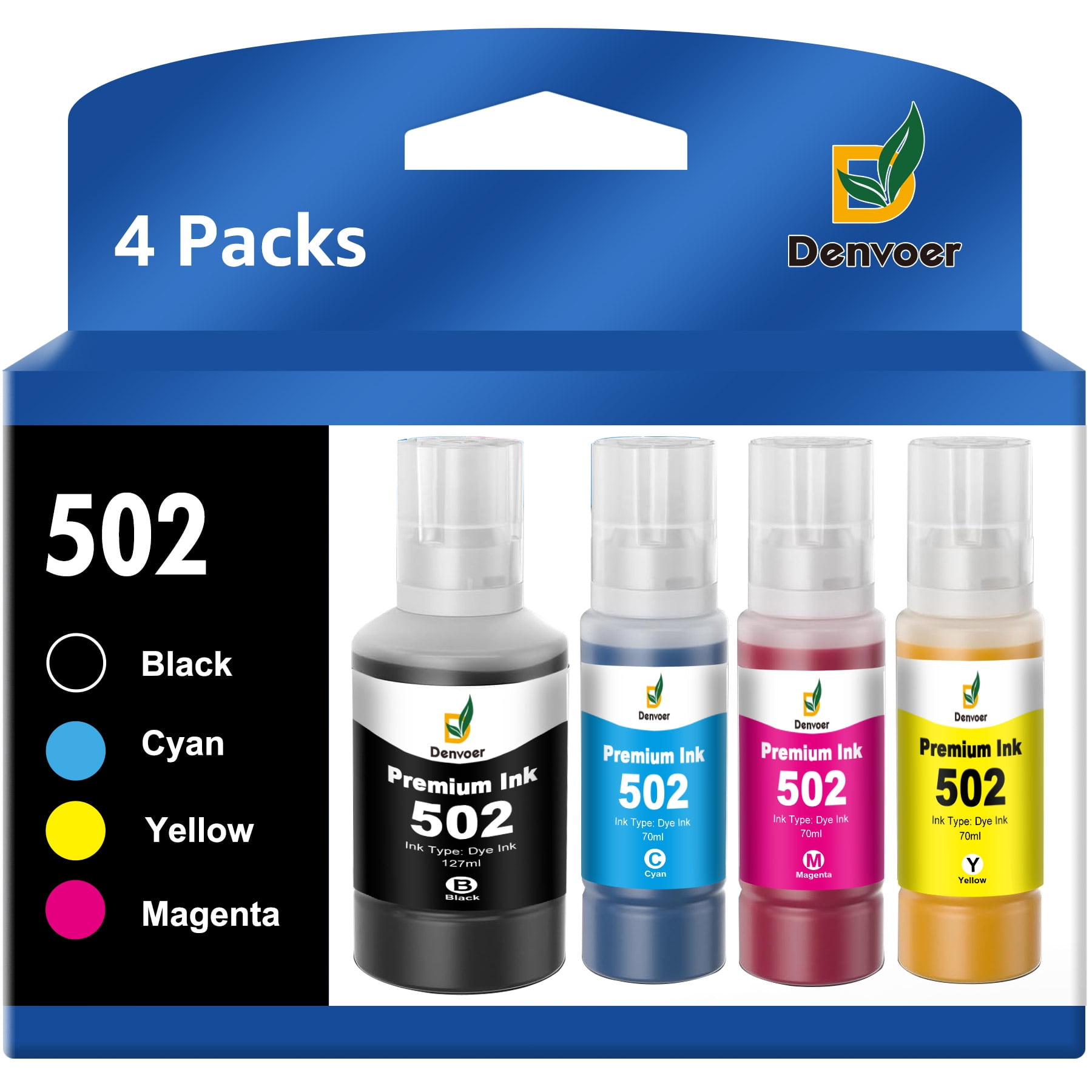 502 Ink Bottle High Capacity Replacement for Epson 502 T502 Ecotank