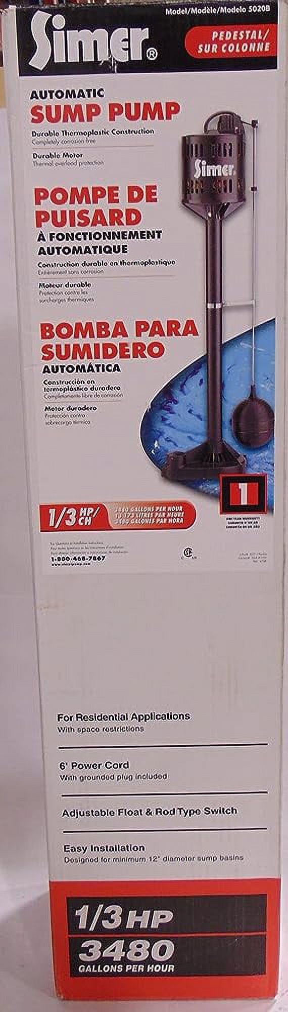 5020B 1/3 Pedestal Sump Pump