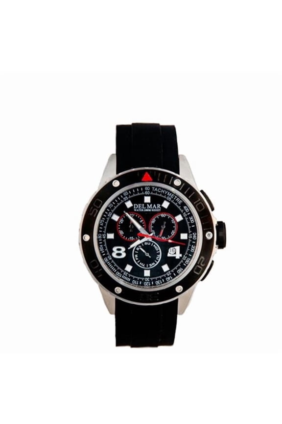 50217 Mens 100 Meter Rugged Sport Chronograph Watch with Black Silicone Strap