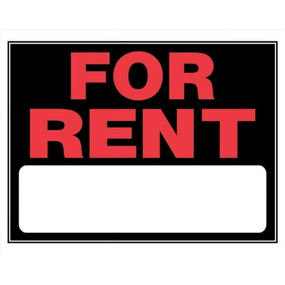 5028234 FOR RENT SIGN 15""X19"" Hillman English Black For Rent Sign 15 in. H X 19 in. W
