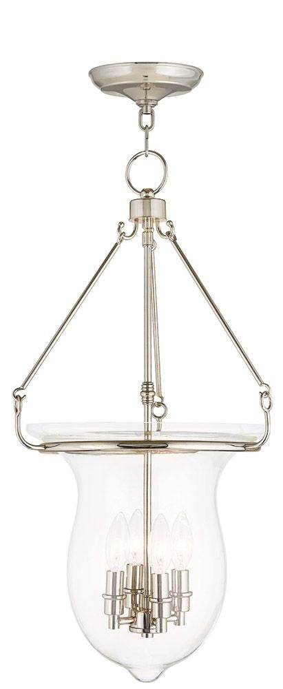 Canterbury Polished Nickel 4-Light Glass Jar Pendant