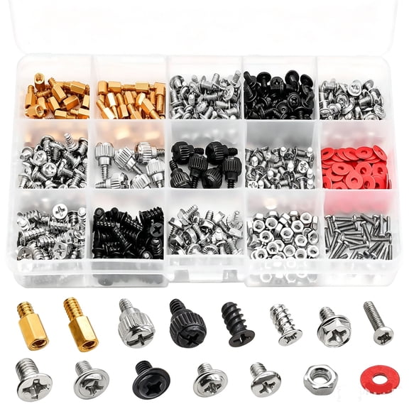 502pcs Computer Case Mounting Screws Set - M2-M5 Nickel-Plated Anti-Rust Hardware for DIY Assembly and Repairs