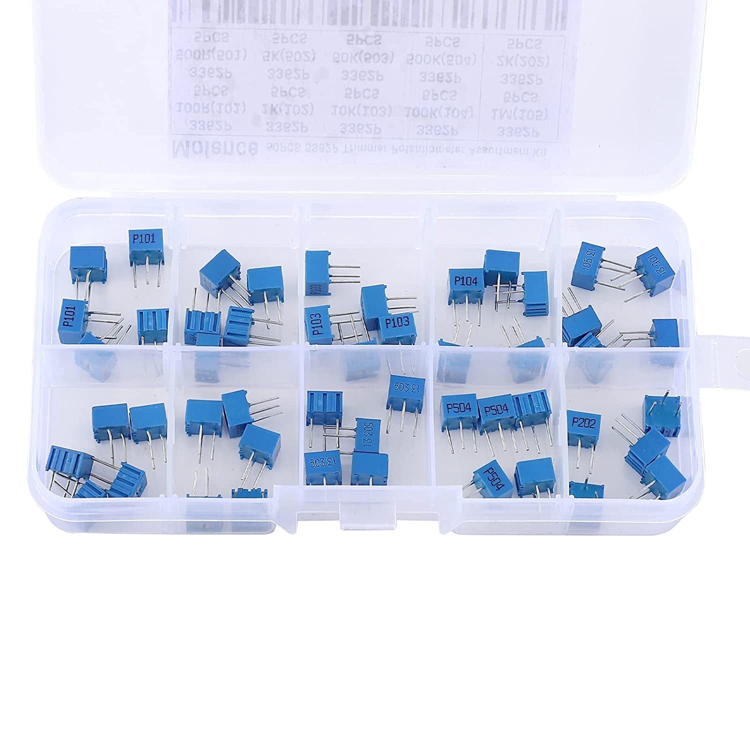503362 single turn trimmer potentiometer set 100 500 125 1050 100 500 1 ohm breadboard resistors with plastic box for