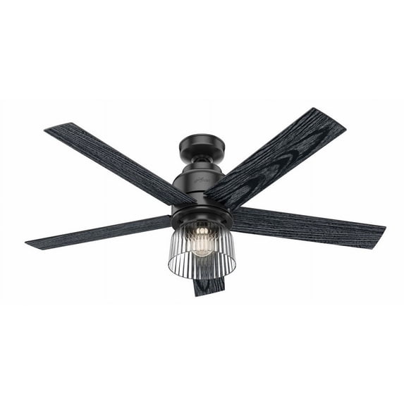 50340-Hunter Fans-Grove Park 52 Inch Ceiling Fan with LED Light Kit and Wall Control-Matte Black Finish