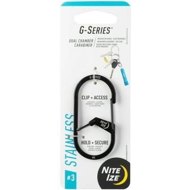 5036242 CARABINER G-SER BLK #3 Nite Ize G-Series Stainless Steel Black Dual Chamber Carabiner (Pack of 4)