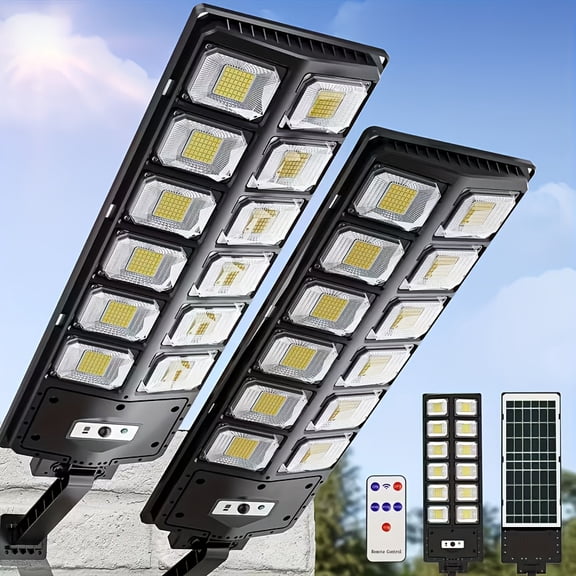 504 LED Solar Street Light 6500K, Super Bright Motion Sensor Lamp with Remote Control & Foldable Bracket for Outdoor Security