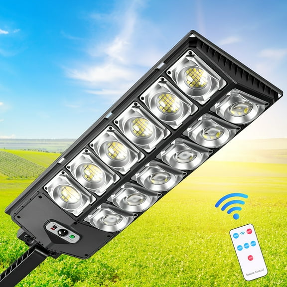 504 LED Solar Street Light - Ultra-Bright 6500K, Motion Sensor & Remote, Adjustable Dusk-to-Dawn for Yard/Parking Lot/Commercial Areas