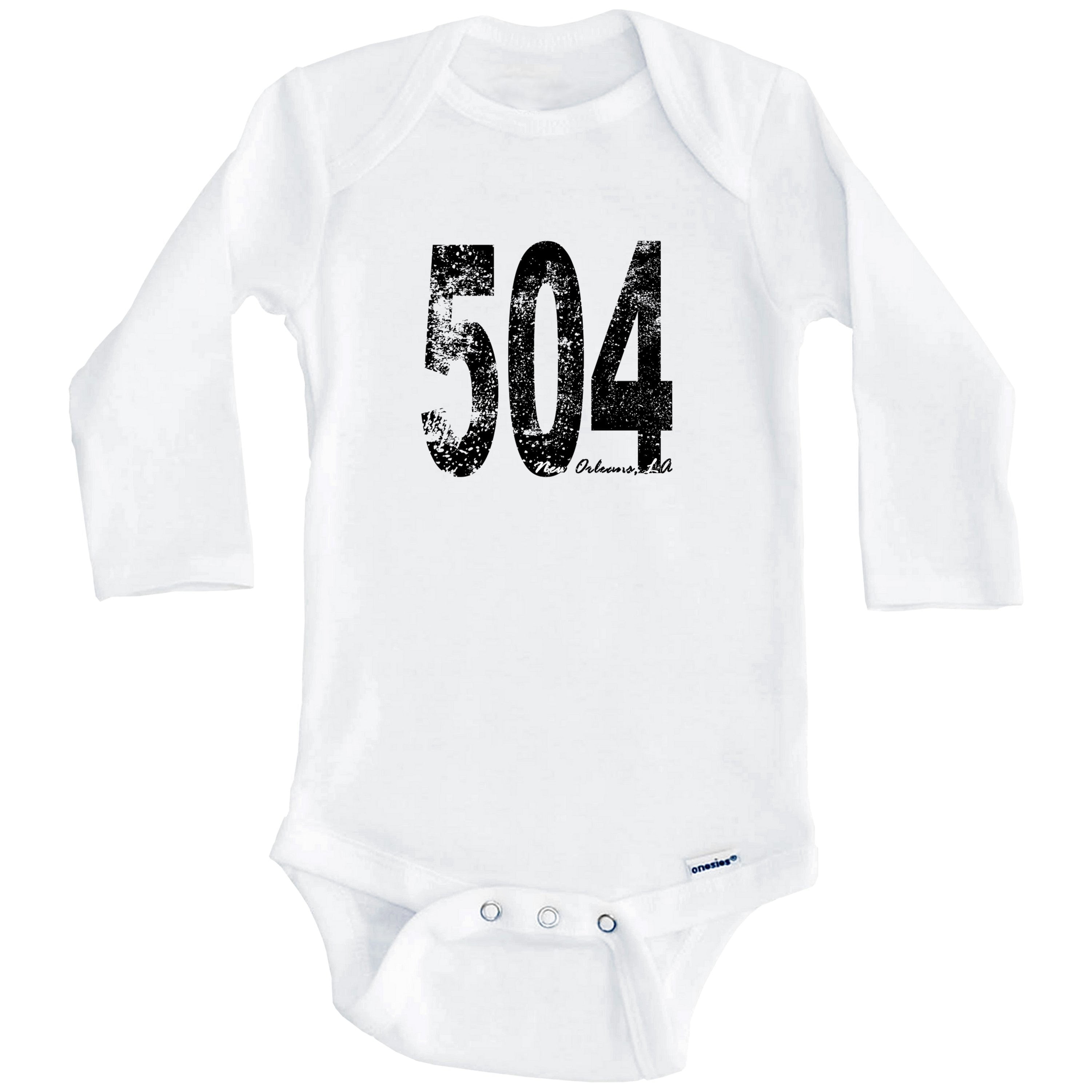 504 New Orleans Louisiana Area Code One Piece Baby Bodysuit - One Piece Baby Bodysuit (Long Sleeve), 3-6 Months White