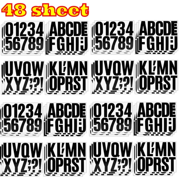 504 Pcs 48Sheets 4" Vinyl Alphabet & Number Stickers - Weatherproof Self-Adhesive for Mailboxes, Doors, Signs, Vehicles & More, Black