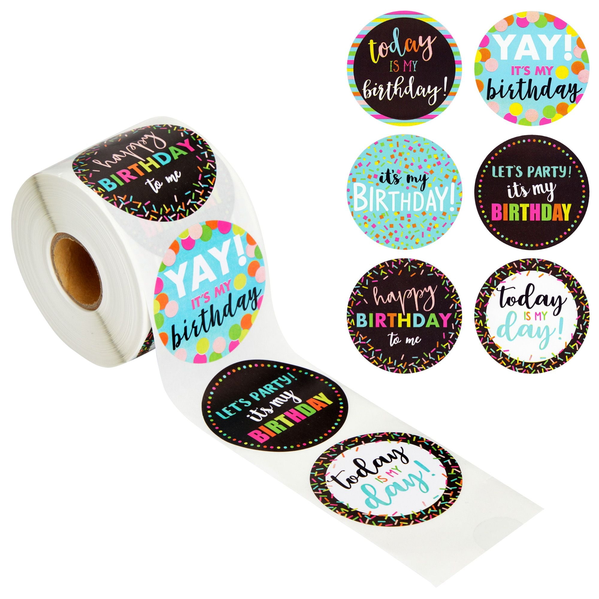 Birthday Ribbon Stickers / 250 Birthday Stickers for Kids / 1 5/8 x 2  School Today is My Birthday Labels