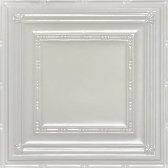 504 - Tin Plated Nail-Up Ceiling Tile 12 in x 12 in Sample in Eggshell White- 1 Piece
