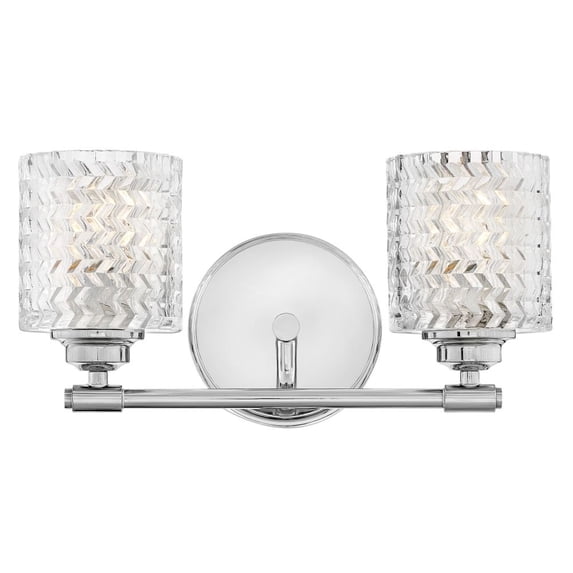 5042 Elle 2-Light 15" Wide Bathroom Vanity Light with Chevron Cut Glass Shades