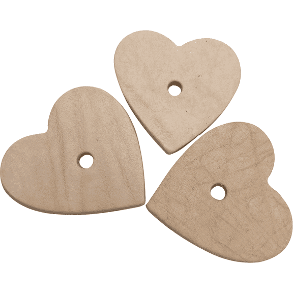 5042 Pk3 Large Punched Leather Hearts Mandarin Bird Toys by M&M