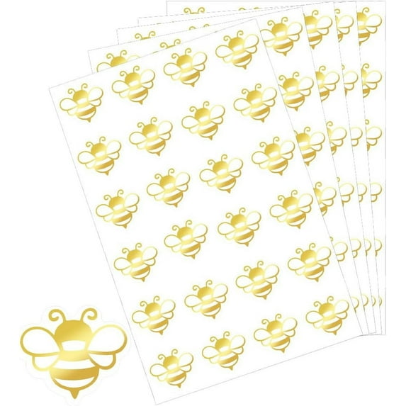 504Pcs Gold Bee Stickers Embossed Envelope Seals Self-Adhesive Insect Bees Sticker Gold Foil Paper Labels Decals for DIY Photo Album Envelope Invitation Card Diary Scrapbook Decoration Golden