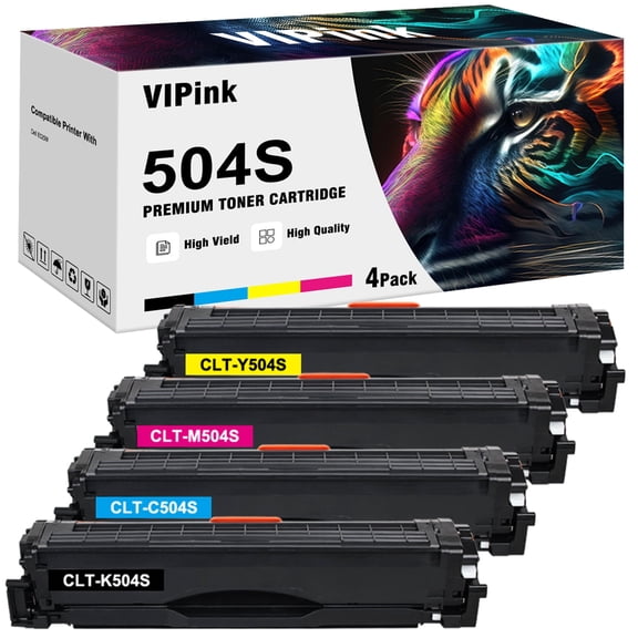 4-Pack 504S Toner Cartridge Compatible for Samsung CLT-K504S CLT-C504S CLT-Y504S CLT-M504S K504 C504 Y504 M504 Xpress SL-C1810W C1860FW Printer Ink (Black Cyan Yellow Magenta)