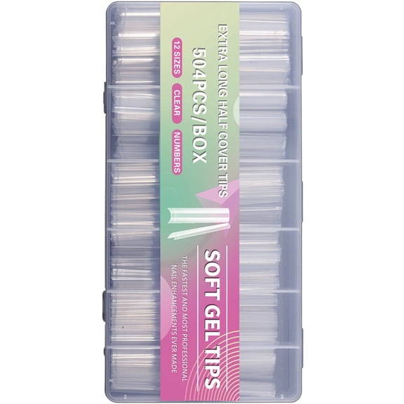 504x/Set Soft Gels Tips Press On Extra Long Full Cover Tips Clear Tips Ballerinas False Nails for Salons