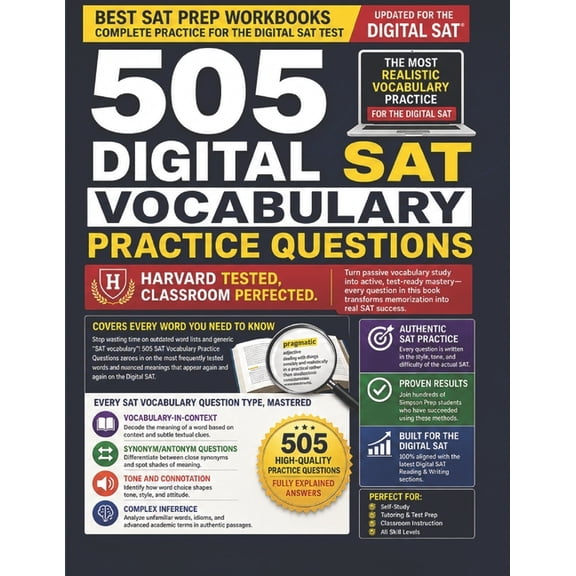Best SAT Prep Workbooks: Complete Practi 505 Digital SAT Vocabulary Practice Questions, (Paperback)
